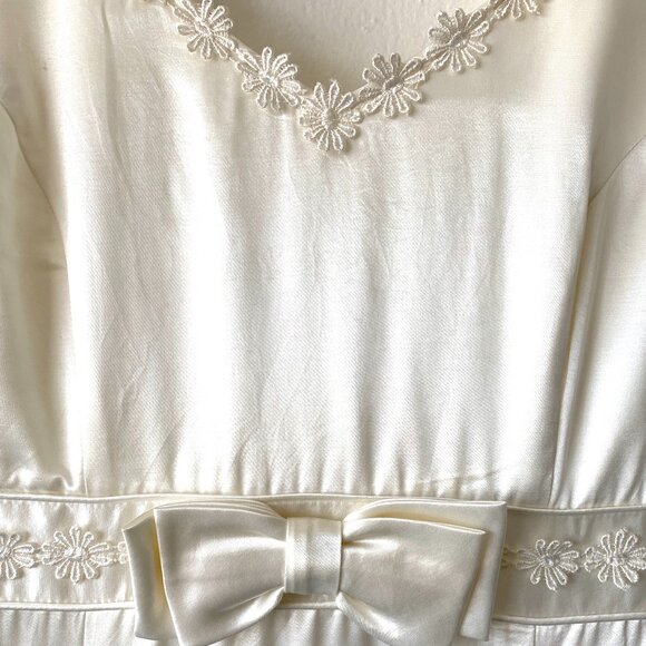 Vintage Cream Slip Dress Evening Gown Wedding Dress Party Gown Formal Dress L - Picture 4 of 12